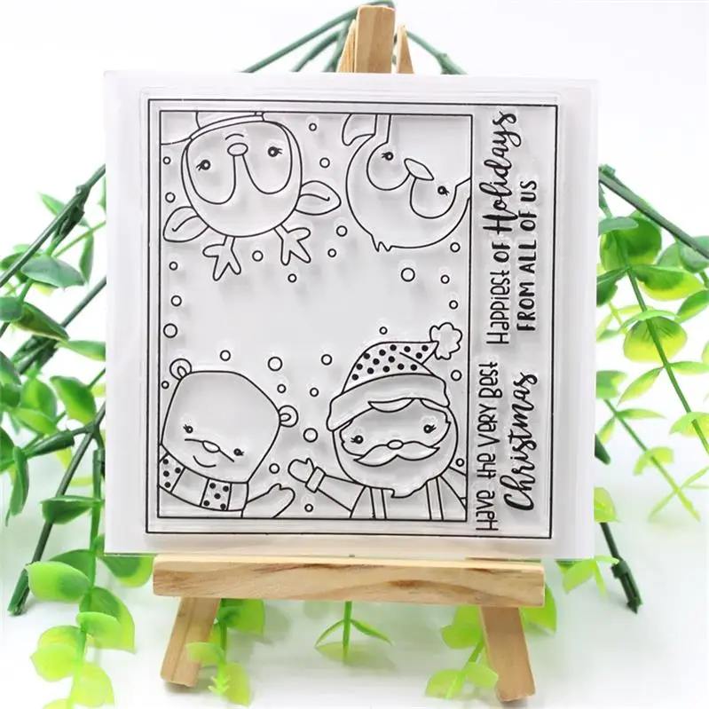 

Merry Christmas Transparent Clear Silicone Stamps for DIY Scrapbooking/Card Making/Kids Fun Decoration Supplies
