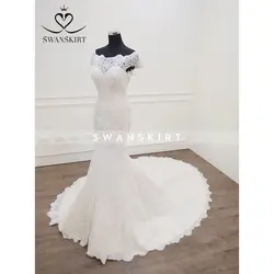 Swanskirt на заказ свадебное платье vestido de noiva в форме рыбьего хвоста изготовленный на заказ в ретро-стиле со шлейфом Хепберн для похудения супер