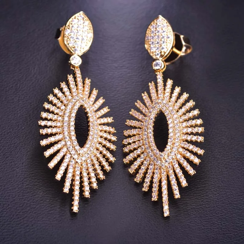 

Bohemian Hanging Earrings For Women Long Copper Cubic Zircon Retro Gold Pendientes Yarn Bijoux Brand New Gifts boucle d'oreille