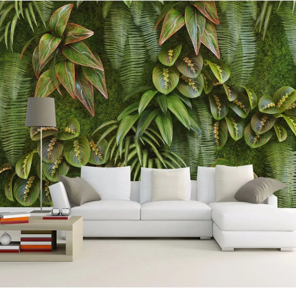 5D/8D Stereoscopic Plant Green grass Leaf 3d Wallpaper Murals for Walls