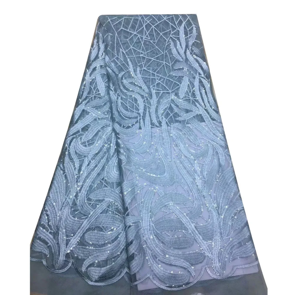 

2018 New Luxury Lace 3D Appliques French Nigerian Wedding Lace Fabric Blue Lady Dress