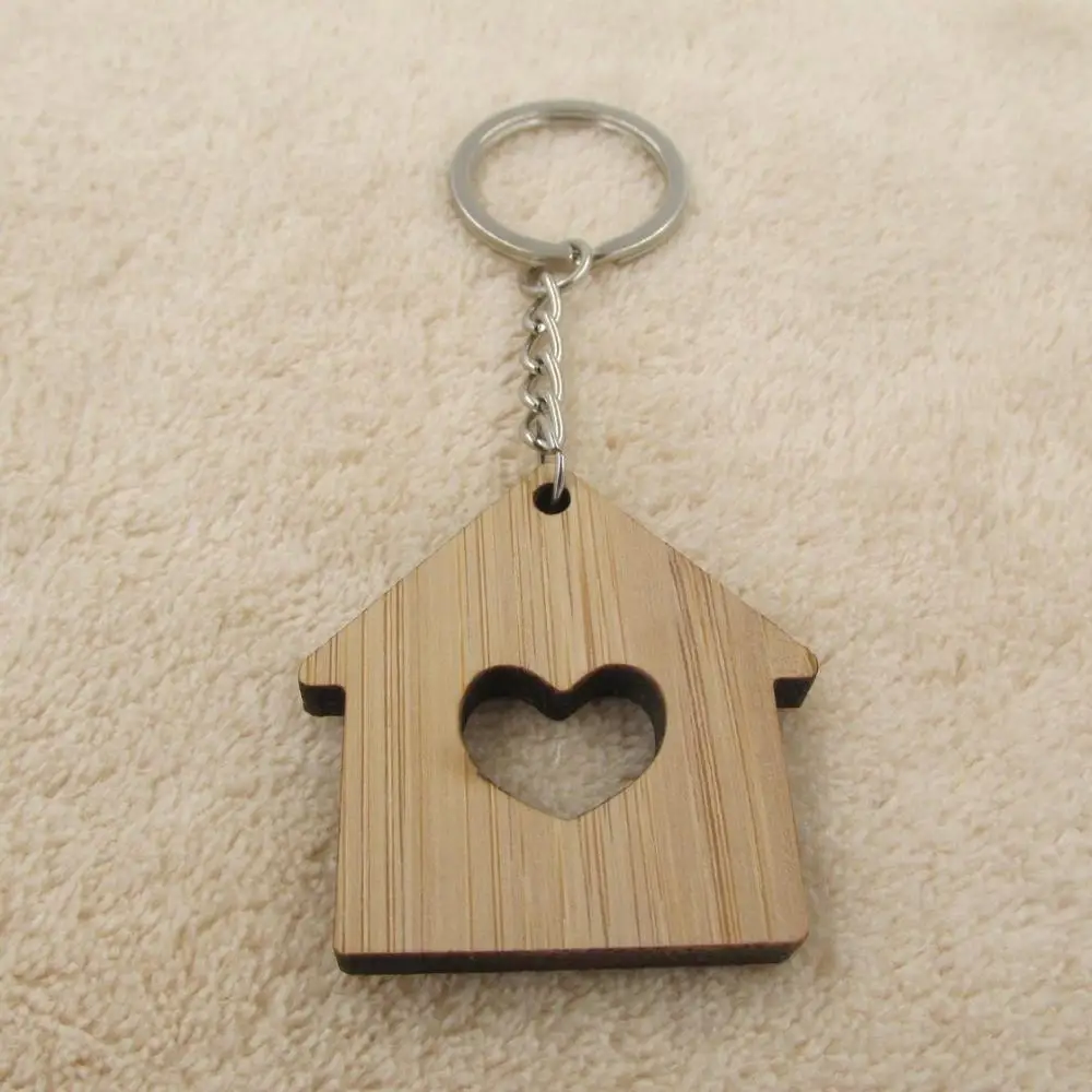 4 Pcs House Design Key Chain Wood Keychain Home Key Ring Decoration  Housewarming Gift Favors at  Women’s Clothing store