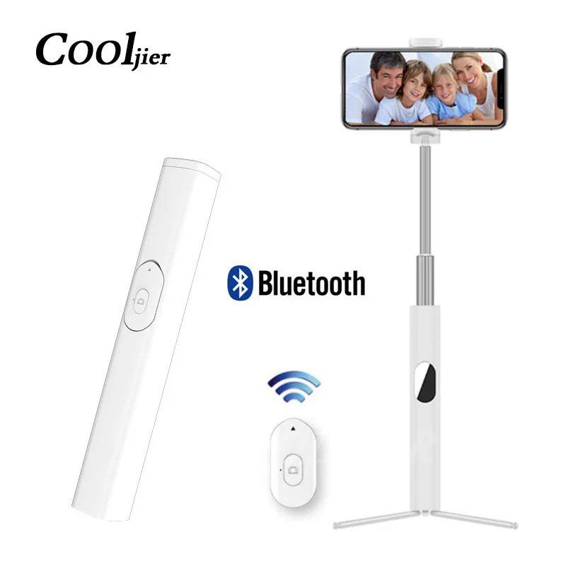 

COOLJIER New 3 in 1 Wireless Bluetooth Selfie Stick For iPhone 8 X 7 6s Plus Extendable Monopod With Mirror mini Foldable Tripod