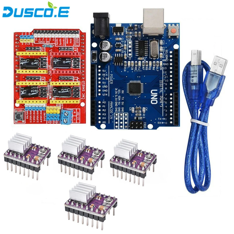 CNC Shield Expansion Board V3.0+4pcs A4988/DRV8825 Stepper Motor Driver With Hea CNC Shield Expansion Board V3.0+4pcs A4988/DRV8825 Stepper Motor Driver With Hea