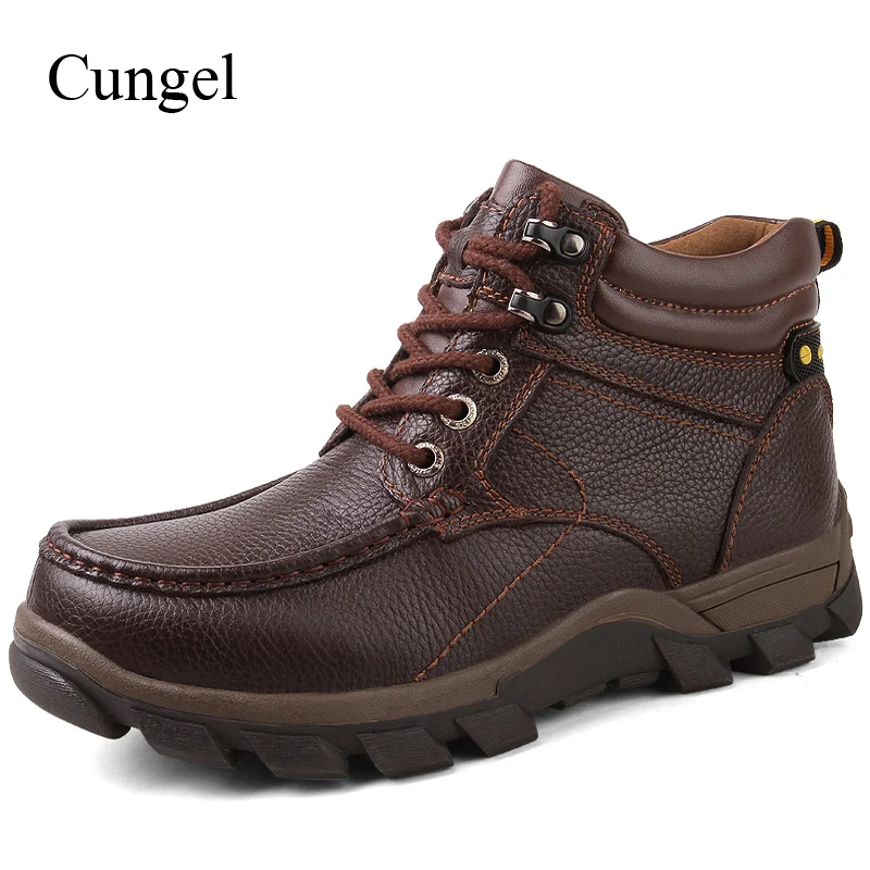 Новые мужские зимние походные ботинки Cungel из натуральной кожи сохраняющие тепло