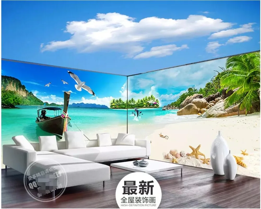 3d обои для комнаты панорамные с изображением гигантских Мальдив морских