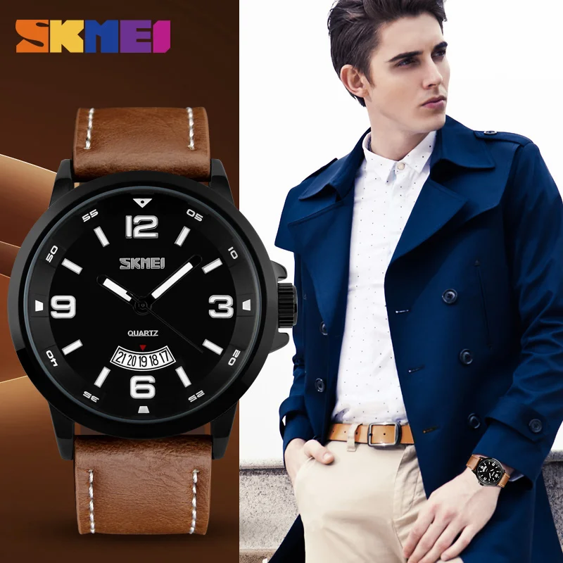 

Men's Sports Quartz Watches Mens Top Brand Luxury Leather Wristwatches Relogio Masculino Men Military SKMEI Watches reloj hombre