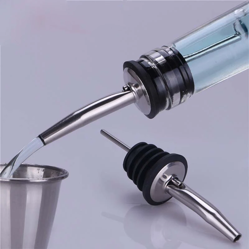 

1PC Stainless Steel Oil Bottle Spout Pourer/Mouth with Stopper Flask Dry Red Wine Pot Bottle Cork Plug Olive Pourer Dispenser