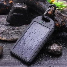 Solar Charger 5000mAh Portable Solar Power Bank Waterproof/Shockproof/Dustproof Dual USB Battery Bank for cell phone