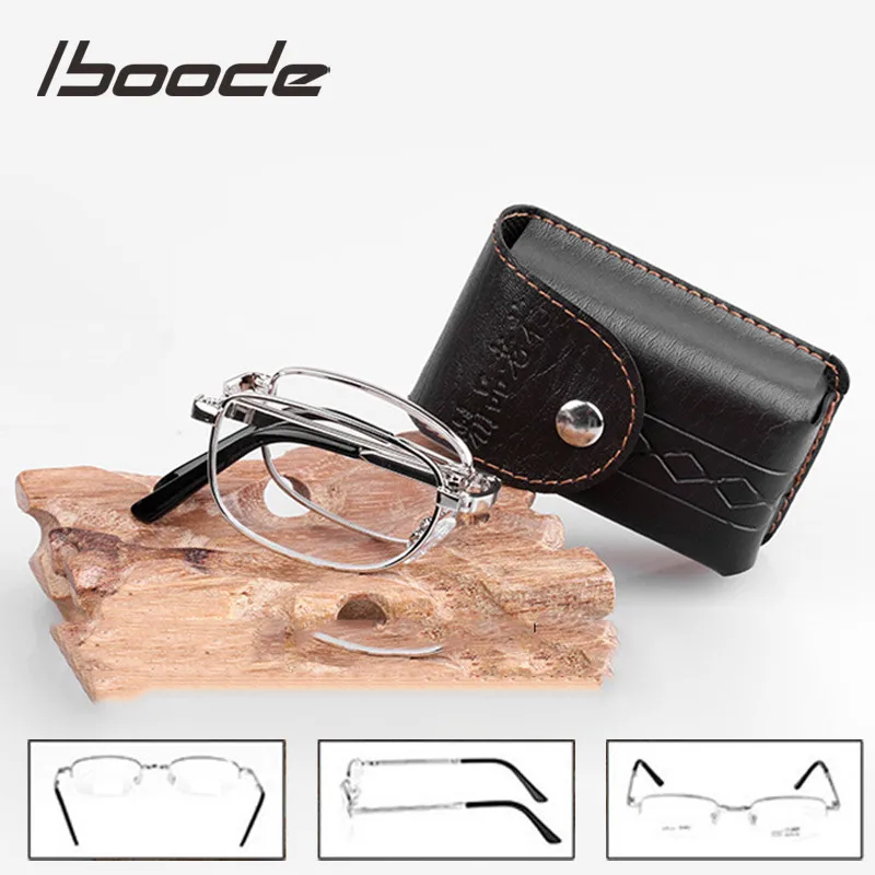 Iboode складной сплава очки для чтения Для женщин Для мужчин Складные prosbyopic очки+ 0,5 0,75 1,0 1,25 1,5 1,75 2,0 2,5 3,0 - Цвет оправы: With Letter Case