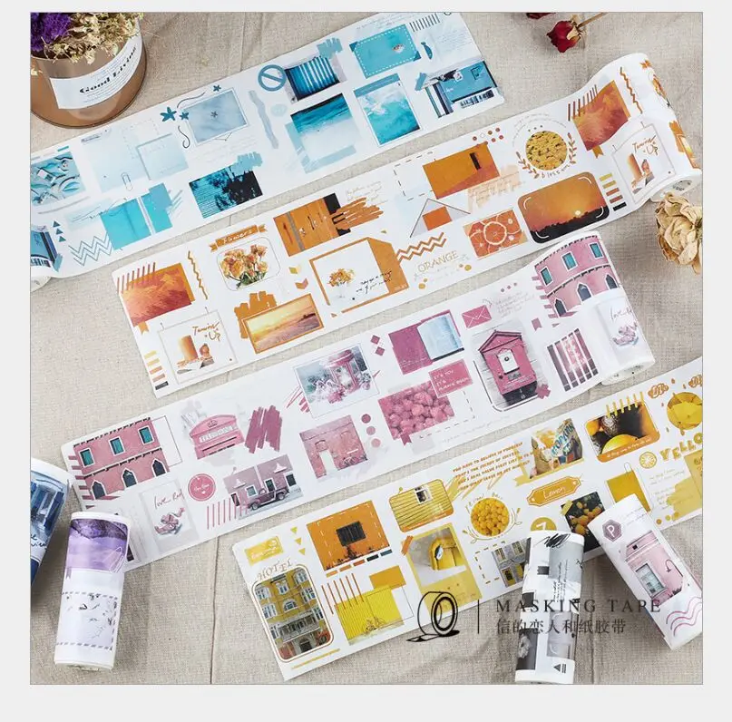 

100mm Ins style Color Photo Gallery color life collage decoration washi tape DIY planner diary scrapbooking masking tape escolar