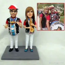 Музыкальная статуэтка пары ooak Полимерная глина миниатюрная на заказ Супергерл Супермен миниатюрные персонализированные подарки для лучшего друга подарок