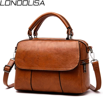 

LONOOLISA Sac A Main Femme Oil Wax Leather Luxury Handbags Women Bags Designer Small Ladies Shoulder Hand Bags For Women 2019