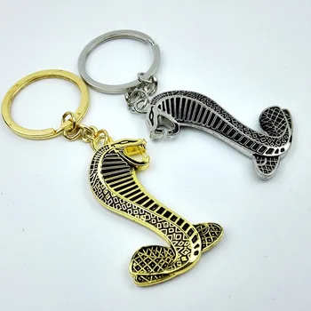 

3D Metal Cobra Snake Emblem Badge Auto Car Keyring Key Ring Chain Keychain For Ford Focus 2 3 Mustang shelby GT Car Accessories