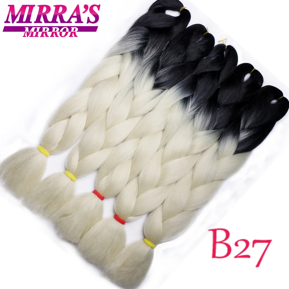 B27 Mirra's Mirror кроше Джамбо косы накладные волосы Омбре плетение волос цветные синтетические волосы для косичек три тона зеленый розовый - Цвет: B27