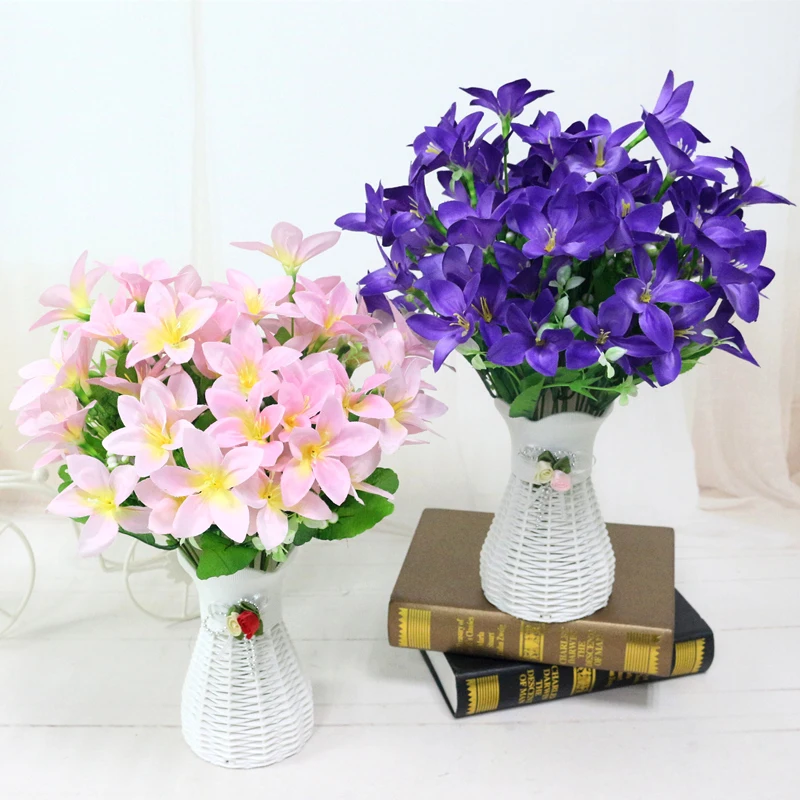 quality  plastic vase + silk flowers artificial flower set home flowers decoration artificial wedding decor Free Shipping (7)
