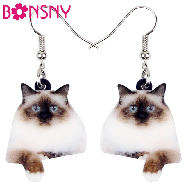 Boucles d'oreilles chat siamois