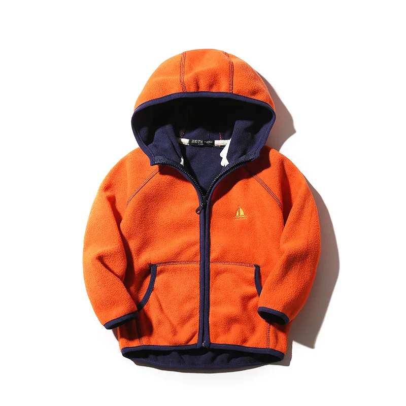 Флисовая Куртка с капюшоном для мальчиков и девочек, boby, пальто для мальчиков и девочек, коллекция года, весенне-осенняя одежда, детские пальто и куртки, размер 2, 3, 4, 5, 6, 7, 8 лет - Цвет: Orange