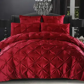 

European Luxury Washed Silk Satin Bedding Sets Queen/King Size 100% Cotton Bedding Solid Wedding Pulling Ruffle Bed Set 4/6 Pcs