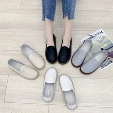 Г. женская обувь повседневная домашняя обувь на плоской подошве Женские однотонные мокасины в цветочек в Корейском стиле EUR35-40 без застежки