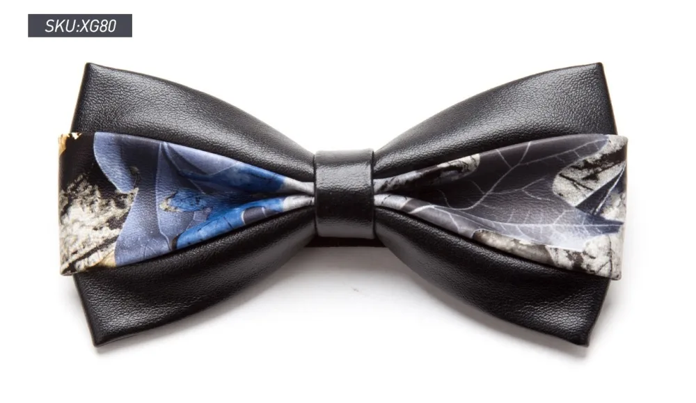 Мужской галстук-бабочка из искусственной кожи в полоску, Модный деловой Свадебный галстук, черный мужской галстук-бабочка, Аксессуары для галстуков ручной работы - Цвет: XG80
