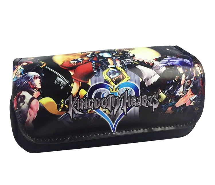 

Lovely Cartoon Kingdom Hearts Wallet Canvas Leather Double Zipper Bag Stationery Pencil Pen Bags Gift Kids Boy Girl Wallets
