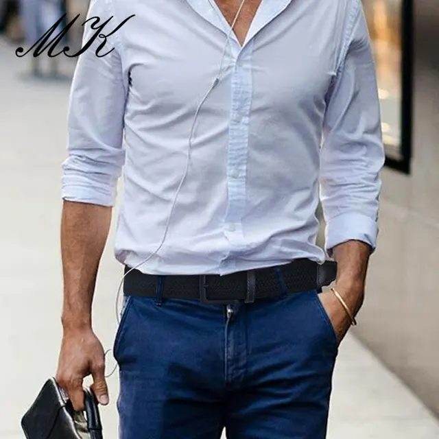 MaiKun Canvas Belts for Men Fashion Metal Pin Buckle Military Tactical Strap Male Elastic Belt for Pants Jeans 2