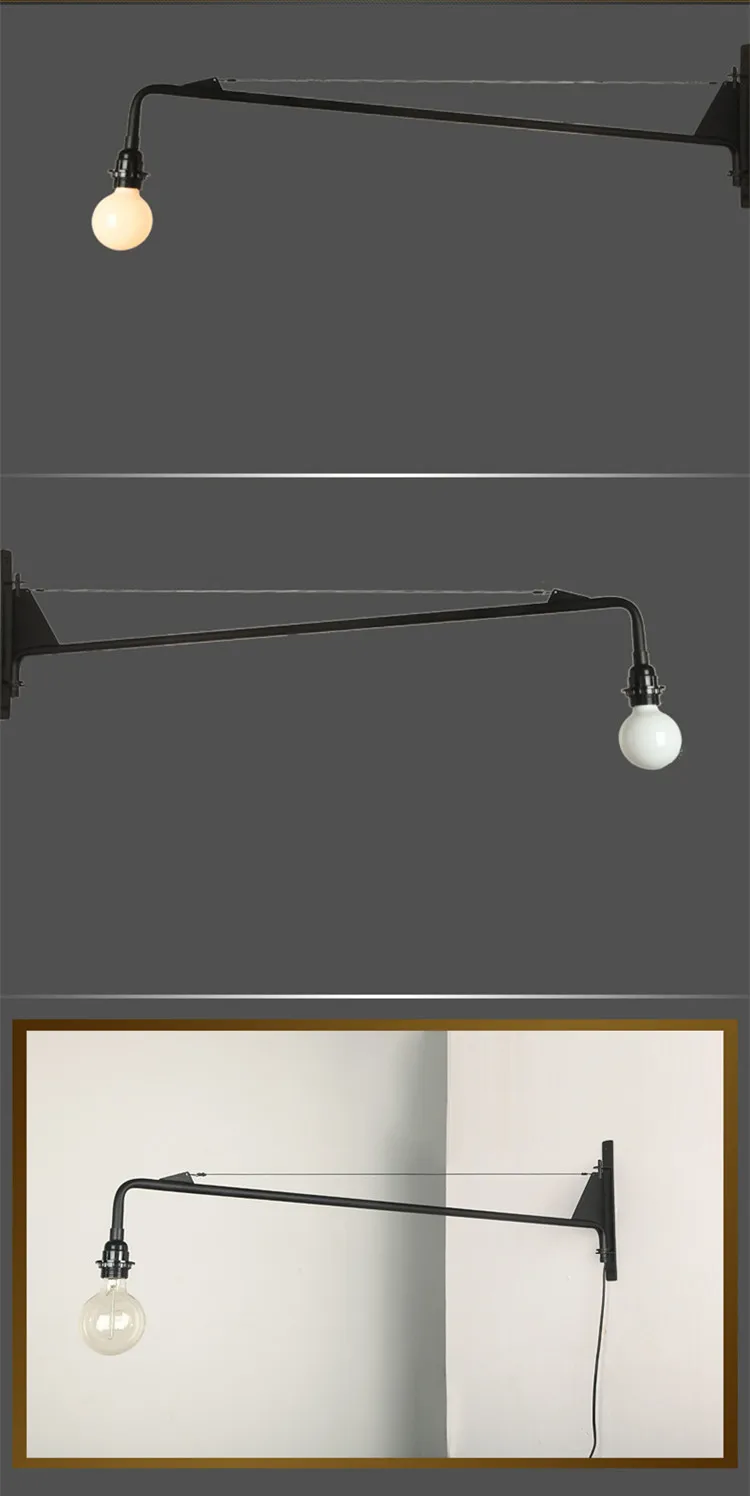 Jean Prouve промышленный настенный светильник в стиле ретро с длинными рукавами, железный светильник для ресторана, винтажный декоративный светильник для бара, кафе, магазина