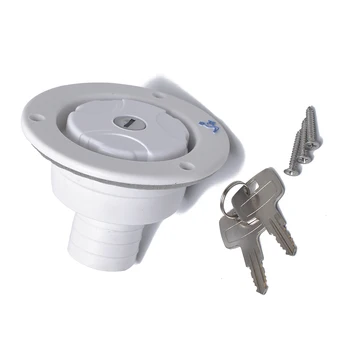 

White Round White Gravity Freshwater Filled Hatch Entry PP Plastic and Lock Replacement for RV Trailer