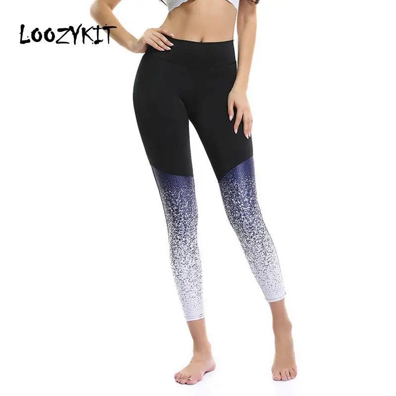 

LOOZYKIT Women's yoga pants Summer Gradient leggings tight trousers Ladies Fitness Colorblock Gradually dyed yoga Pants 2019