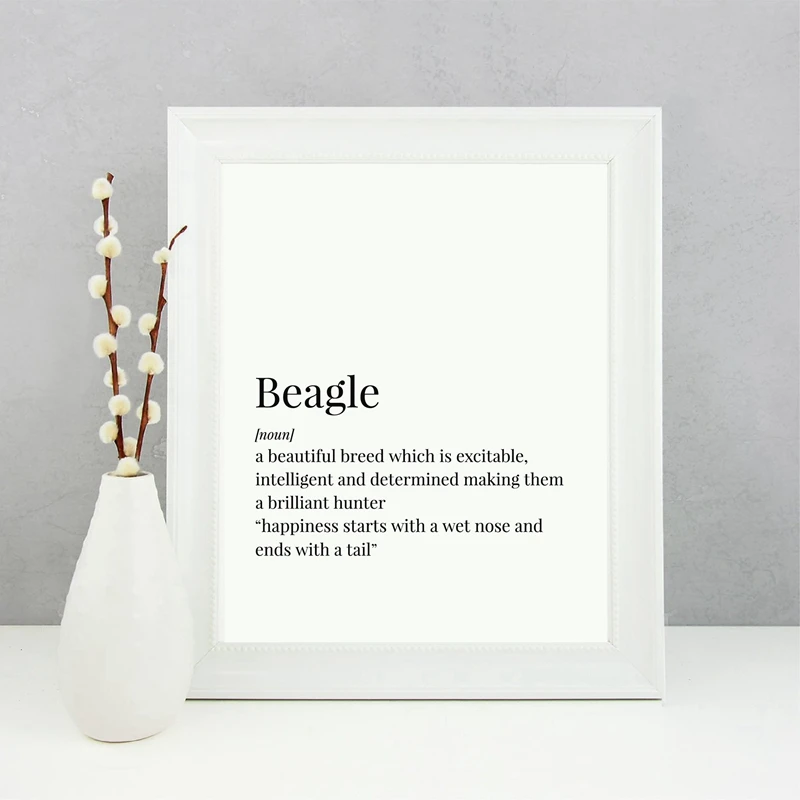 

Beagle Definition Canvas Art Print Poster Pet Dog Beagle Lover Gift Painting Black and White Picture Home Room Wall Art Decor