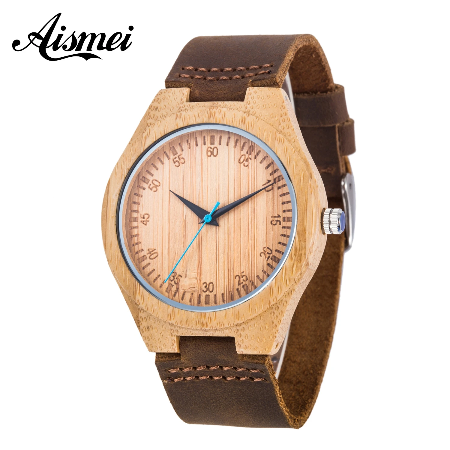 

Men Womens Casual Antique Round Bamboo Wooden Watches With Leather Strap gentleman Lady Watches Top Brand Luxury Wrist Watch