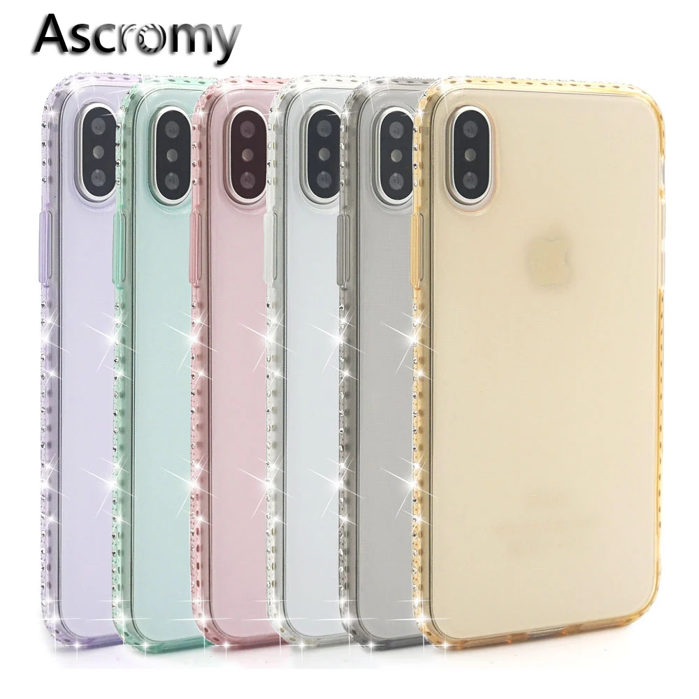Ascromy For iPhone X Case Luxury Bling Glitter Transparent Silicone TPU Ultra Thin Cover Case For iPhone 8 Plus 7 6 S 6S 5 5S SE (1)