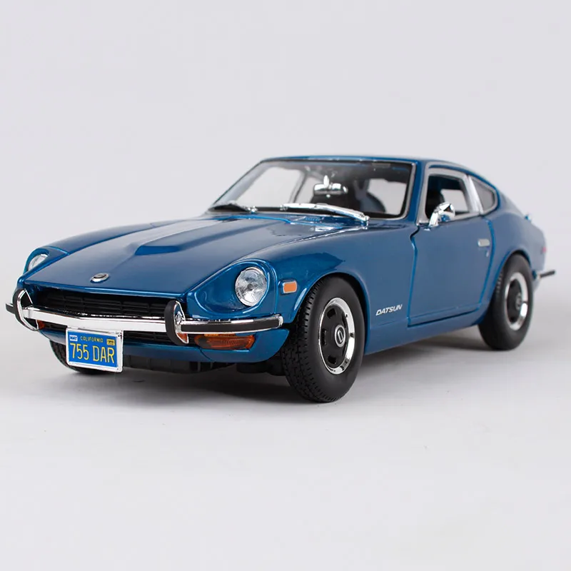 1:18 Модель спортивного автомобиля из сплава для Nissan Datsun 240Z с управлением рулевого колеса переднего колеса с оригинальной коробкой - Цвет: Синий