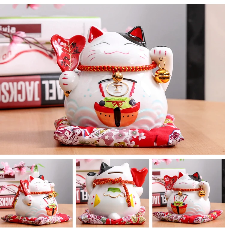 4,5 дюймовая керамическая копилка Maneki Neko Lucky Cat домашний декор фарфоровые декоративные украшения Рождественский подарок Удача кошка копилка ремесло