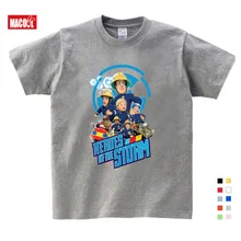Children 3D Cartoon Fireman Sam Print Cotton T-shirts For Boy Shirt Girl Short Sleeve Tee Tops Clothes Kids Clothing 3T-9T