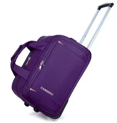 Мужские сумки на колесиках, женские дорожные сумки для багажа, чемодан из материала Оксфорд, Дорожный Чехол на колесиках, деловые дорожные сумки на колесиках - Цвет: purple 20 inch