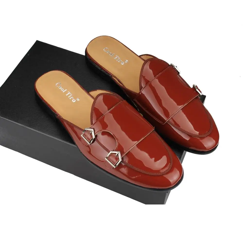 brown patent leather men slippers (10)