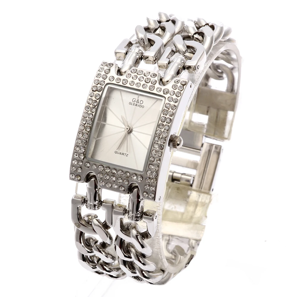 G & D Наручные часы Для женщин кварцевые часы Relogio femonino женское платье часы лучший бренд роскошный подарок горный хрусталь Reloj Mujer желе серебро