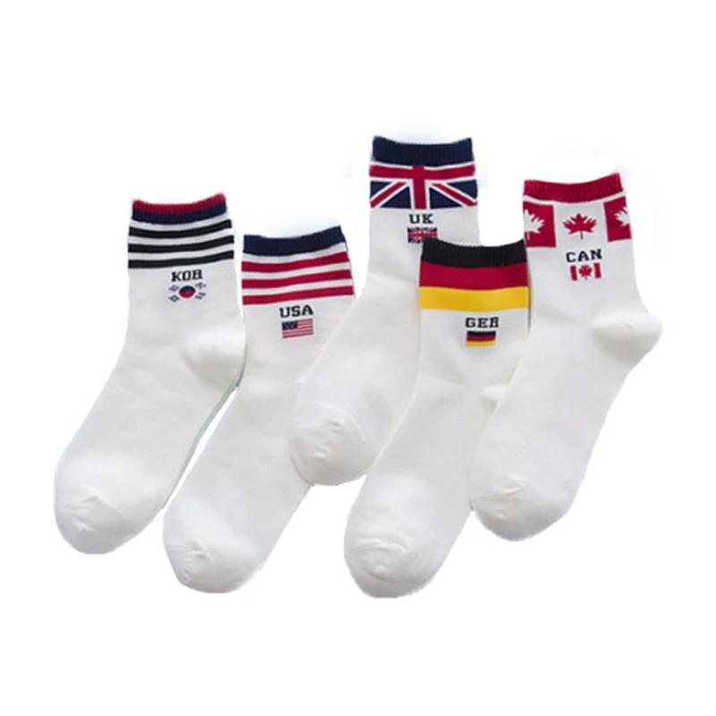 

New Fashion Casual Men Socks White Flag Men's Socks Brand Happy Creative Socks Cotton Socks calcetines hombre