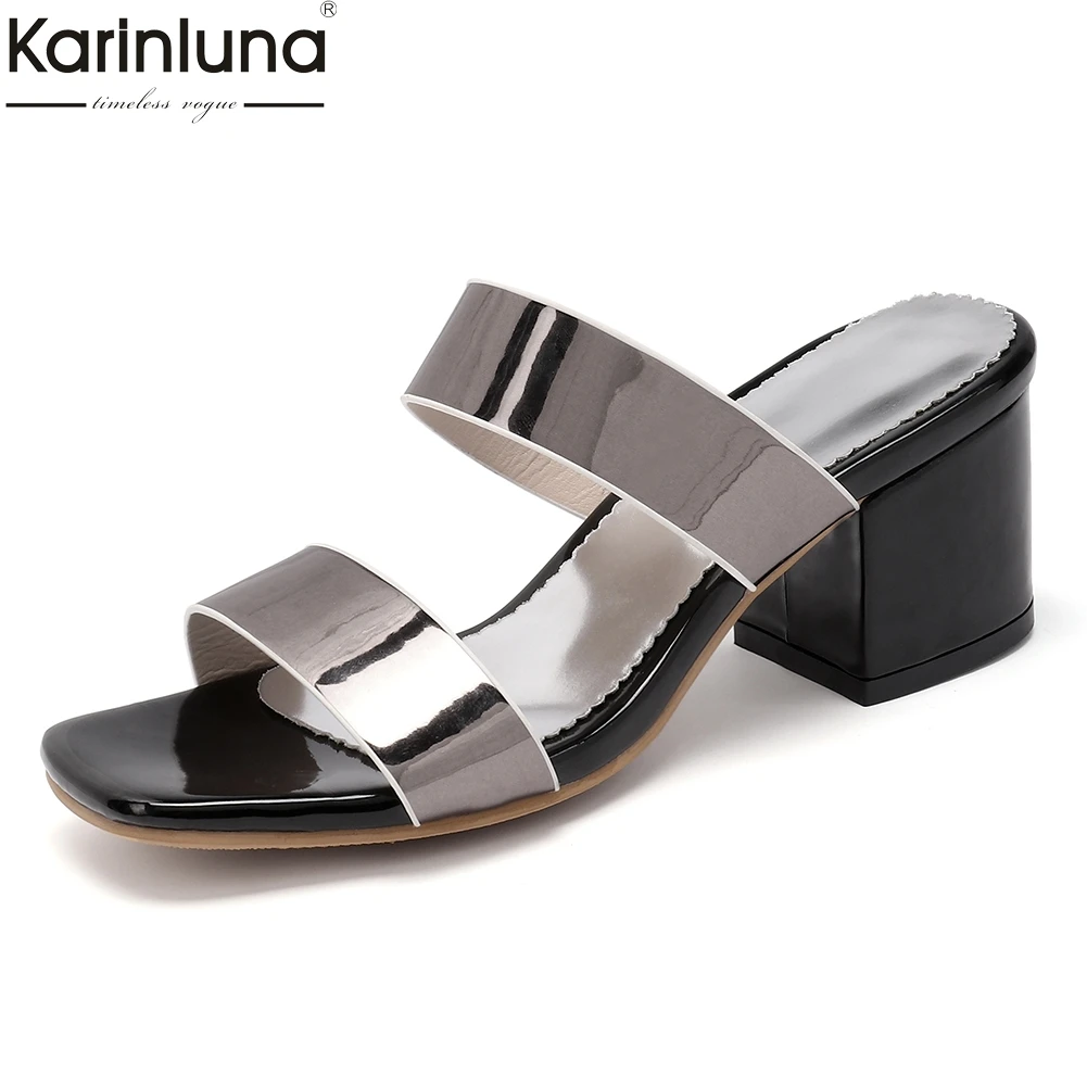 

Brand High Quality Big Size 32-48 women Mules Pumps Women Shoes Square Heels Party Shoes Woman
