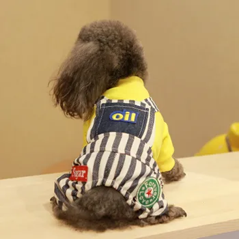 

SENYEPETS Cute Dog Clothes Spring Autumn Handsome Striped Bib Pants Small Dog Pet Four-legged Striped Clothes DC710