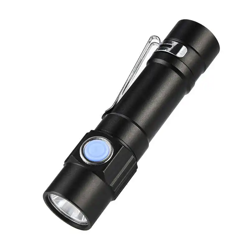 Mini Q5 LED USB Rechargeable Flashlight Torch Lamp Light 3Modes powerful led flashlight laser pointer,use 14500 battery #3S25 (3)
