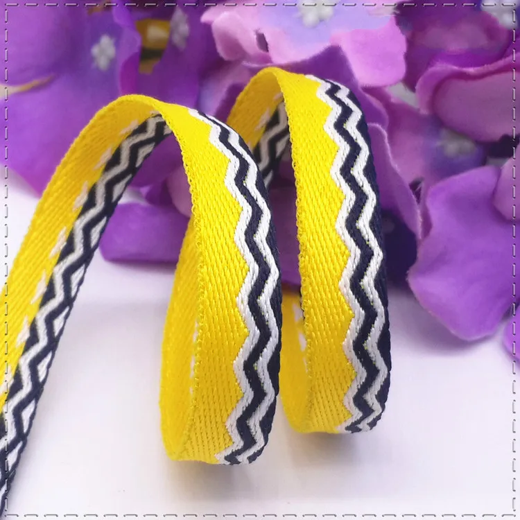 Высокое качество 10 мм Широкие волнистые полосы желтые вышитые ленты ручной работы DIY бант аксессуары для волос цветная лента 1 метр