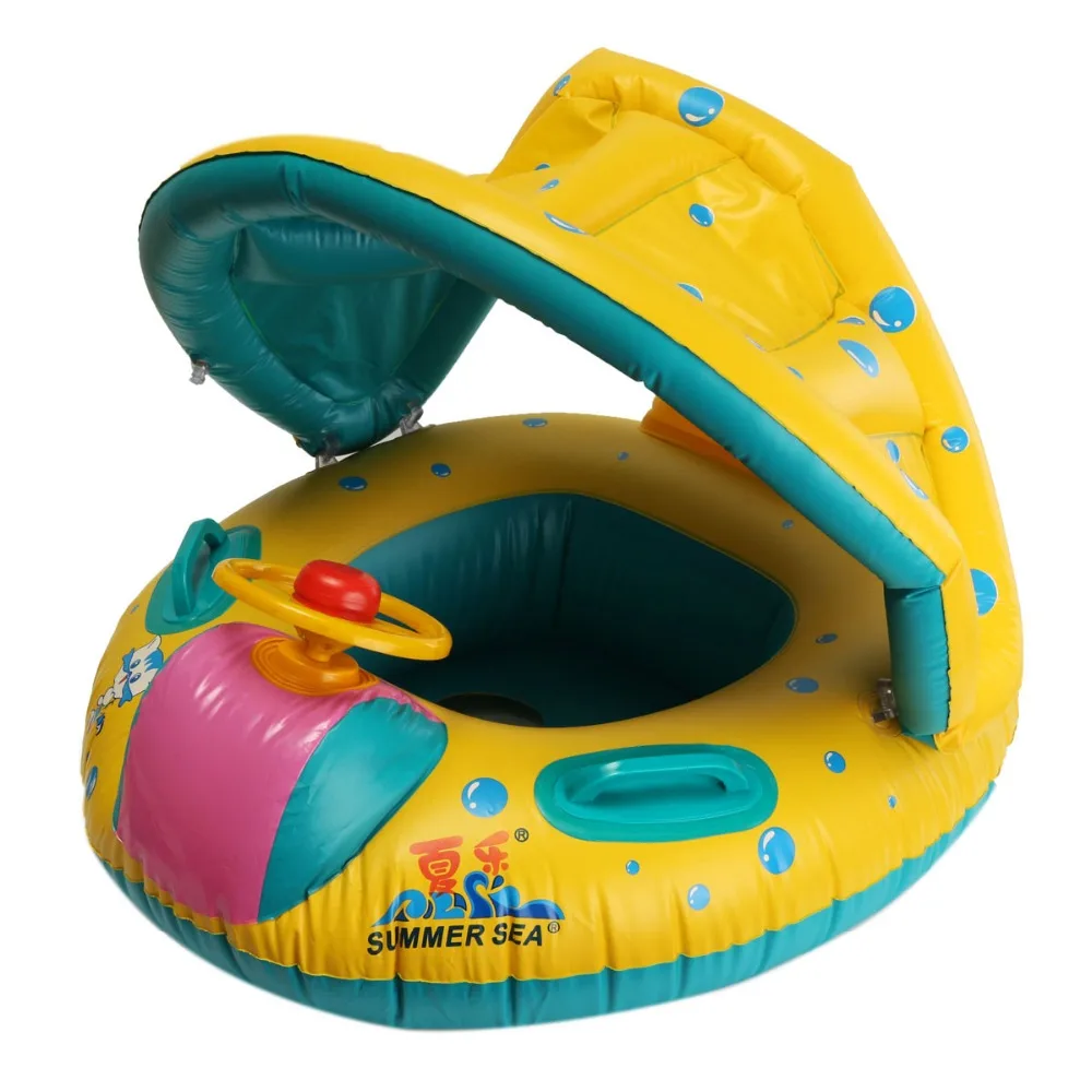 

Newest Swim Pool Float Swimming Rings Safety Baby Infant Swimming Float Inflatable Adjustable Sunshade Seat Boat Ring