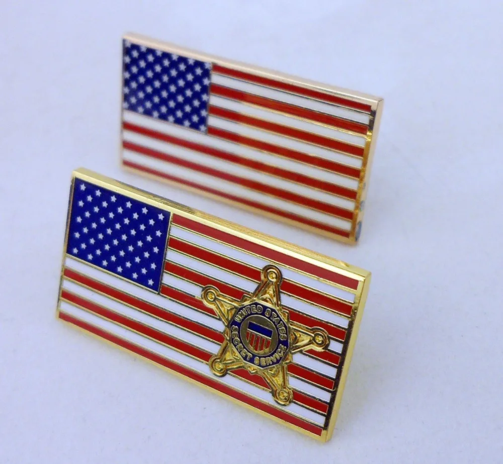 Пара американских секретных служб звезда на США флаг галстук PIN металлический