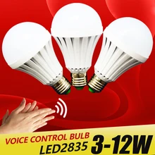 Sound Sensor Light 3W 5W 7W 9W12W E27 220V LED Bulb Light Car Intelligent Sound and Light Control LED Bulb Home Lighting Door St