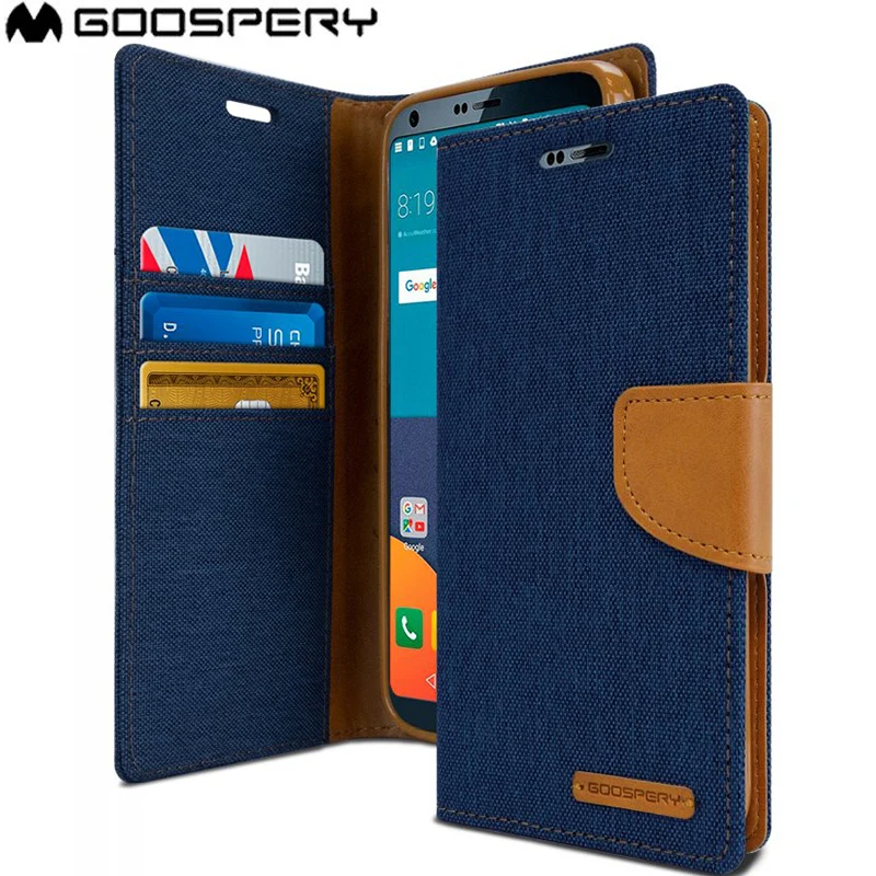 

For LG G6 Leather Case Genuine MERCURY Goospery Canvas Diary Flip Case Wallet Cover For LG G6 G5