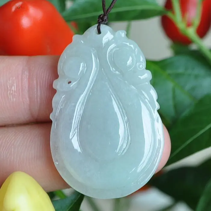 

Natural "Grade A"Light green Emerald Jade Pendant ~RUYI 10.19