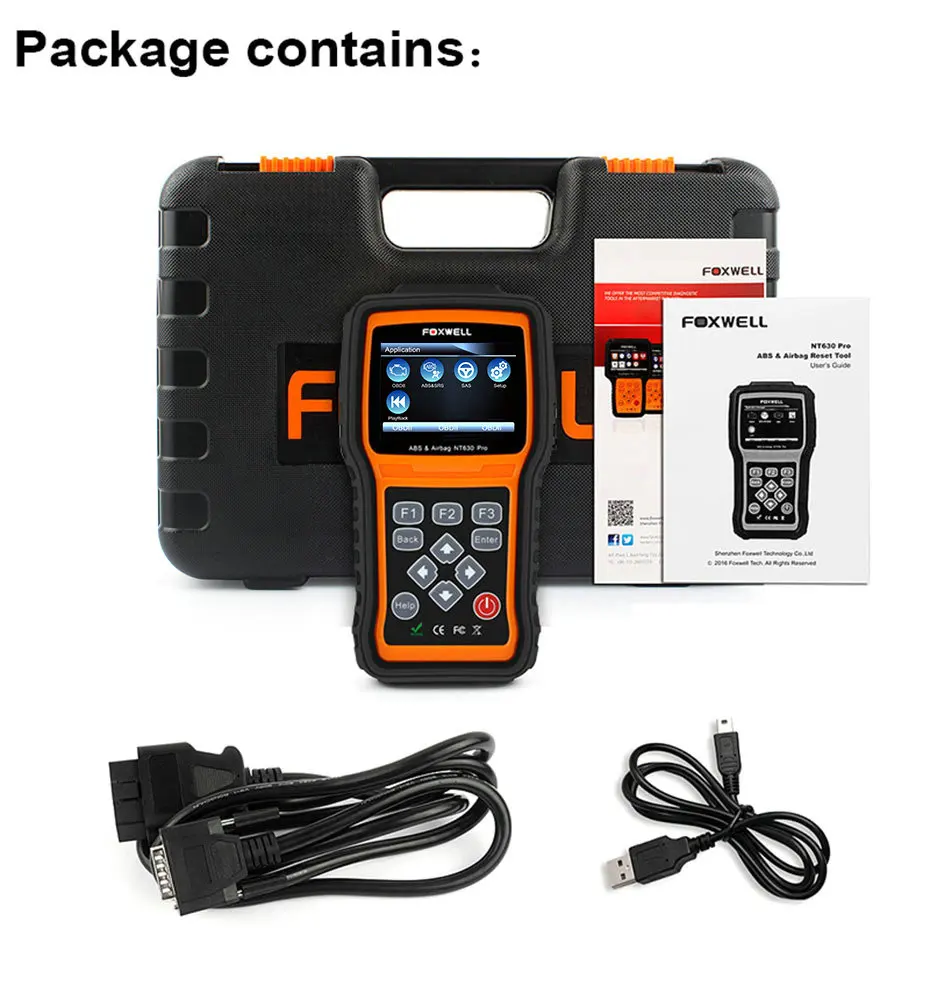 FOXWELL NT630 Elite OBD2 сканер ABS SAS подушка безопасности сброс OBD 2 Автомобильный сканер бесплатное обновление автомобиля диагностический инструмент на португальский - Цвет: Plastic package